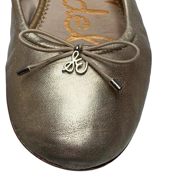 SAM‎ EDELMAN Felicia Gold Leather Slip On Ballet Flats - Picture 3 of 10